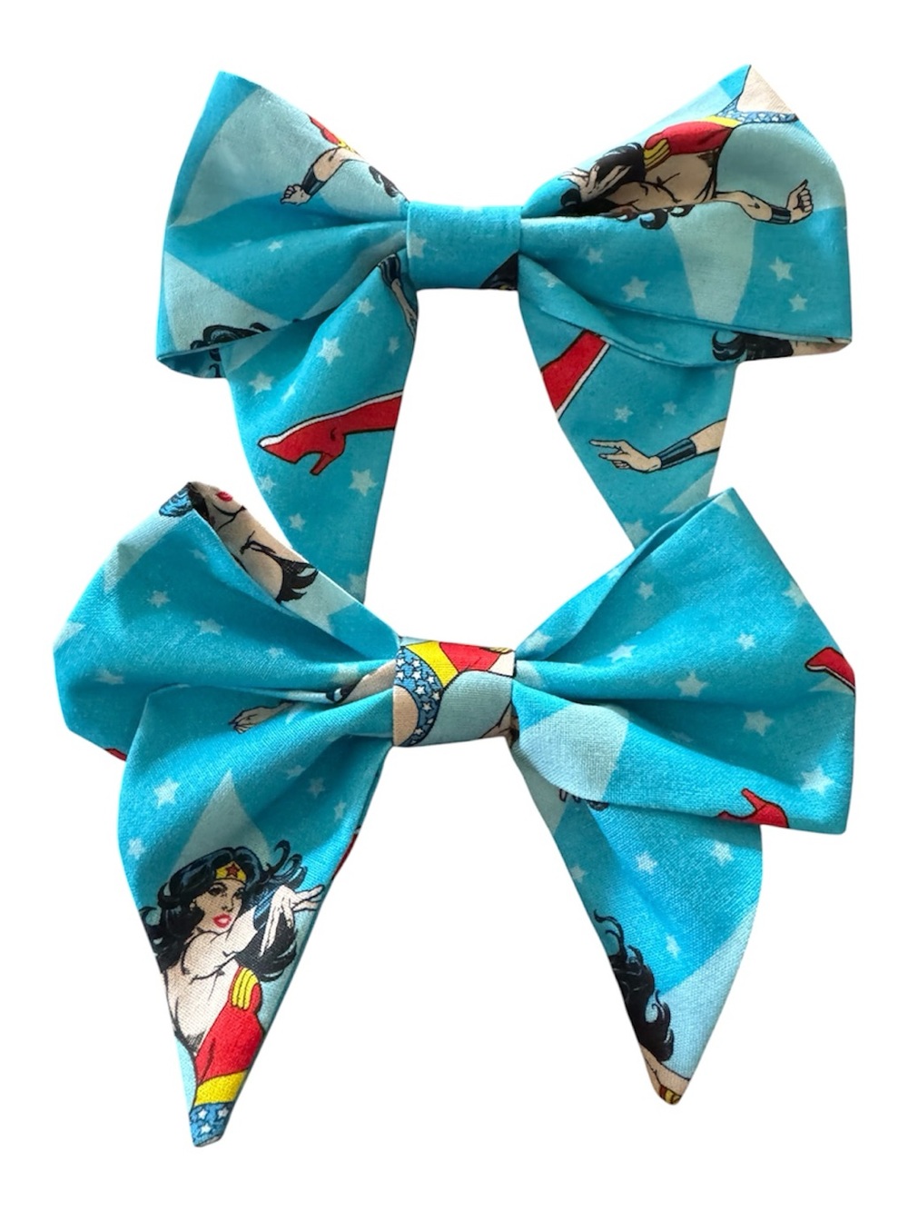 Handmade Wonder Woman Comic-Print Bow Hair Clips